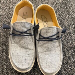 Hey Dude Women's Light Gray Slip-On Loafers with Navy Accents